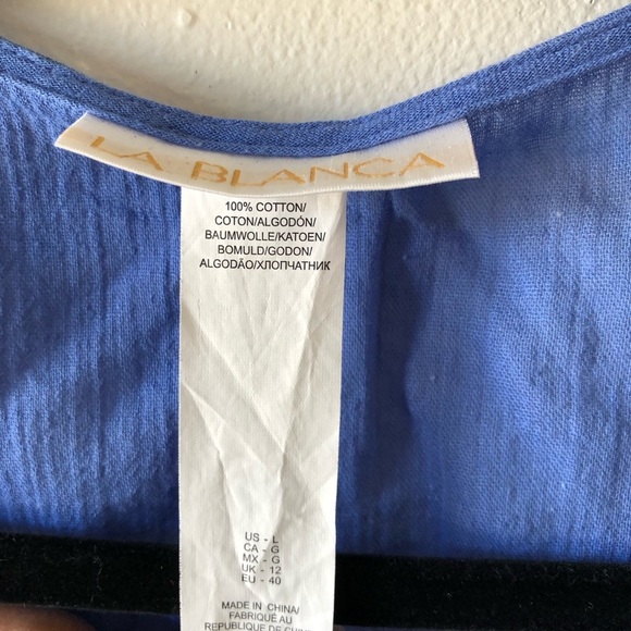 La Blanca Blue Embroidered Coverup Swim Tunic L - Picture 4 of 8